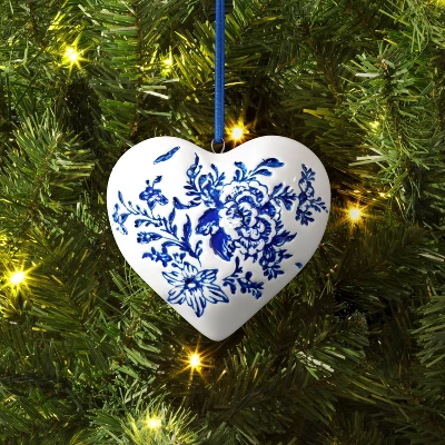 Christmas Delft Blue Heart Ornament - Wondershop™ 3 Christmas Delft Blue Heart Ornament - Wondershop™