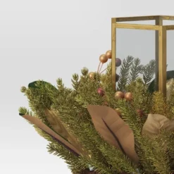 9" Hexagonal Pillar Glass Christmas Candle Holder With Mixed Faux Greenery - Wondershop™ -Wondershop GUEST 00ca79b6 e81e 4389 a712 d6b5fd4e591e