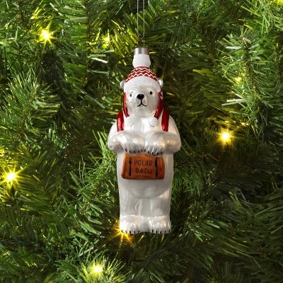Christmas Glass Delivery Bear Ornament - Wondershop™ 3 Christmas Glass Delivery Bear Ornament - Wondershop™