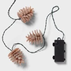 10ct LED Battery Operated Sugared Pinecone Christmas Indoor/Outdoor Novelty String Lights Warm White With Green Wire - Wondershop™ -Wondershop GUEST 05149528 4890 4341 80da 7c6c6b6dfbe3