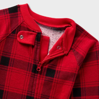 Baby Plaid Ribbed Holiday Matching Family Footed Pajama - Wondershop™ Red/Black 4 Baby Plaid Ribbed Holiday Matching Family Footed Pajama - Wondershop™ Red/Black - Image 2