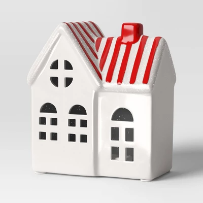 5.25" Christmas Lit White Ceramic House - Wondershop™ 4 5.25" Christmas Lit White Ceramic House - Wondershop™ - Image 2