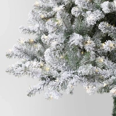 7.5' Pre-Lit Flocked Full Alberta Spruce Artficial Christmas Tree With Warm White LED Lights - Wondershop™ 5 7.5' Pre-Lit Flocked Full Alberta Spruce Artficial Christmas Tree With Warm White LED Lights - Wondershop™ - Image 3