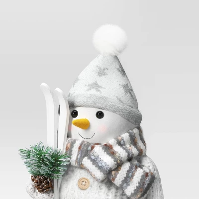 19.25" Fabric Snowman Figurine With Skis - Wondershop™ White 4 19.25" Fabric Snowman Figurine With Skis - Wondershop™ White - Image 2