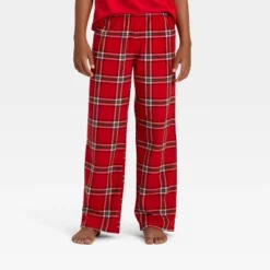 Kids' Plaid Microfleece Holiday Matching Family Pajama Pants - Wondershop™ Red