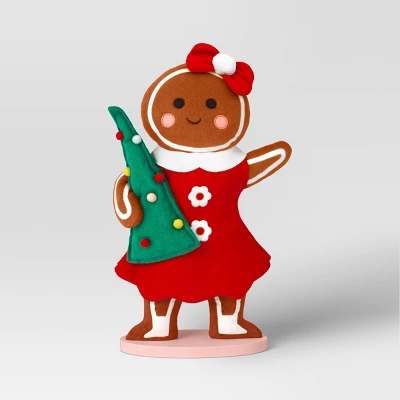 17.25" Fabric Gingerbread Woman Holding Tree Decorative Sculpture - Wondershop™ Brown 5 17.25" Fabric Gingerbread Woman Holding Tree Decorative Sculpture - Wondershop™ Brown - Image 3