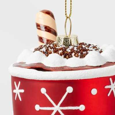 Glass Hot Cocoa Mug Christmas Tree Ornament Red - Wondershop™: Whipped Cream Detail, Indoor Decoration 4 Glass Hot Cocoa Mug Christmas Tree Ornament Red - Wondershop™: Whipped Cream Detail, Indoor Decoration - Image 2