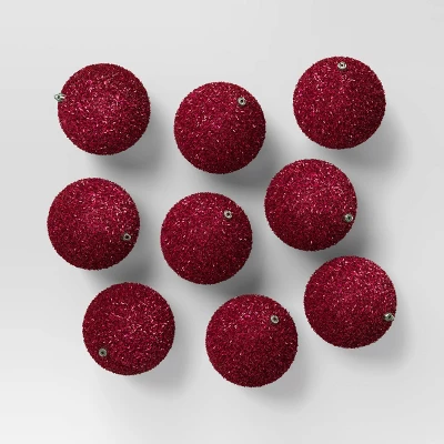 9ct 80mm Christmas Flocked Ball Ornament Set - Wondershop™ 11 9ct 80mm Christmas Flocked Ball Ornament Set - Wondershop™ - Image 9