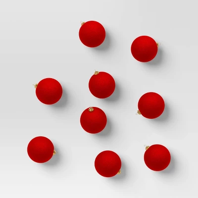 9ct 80mm Christmas Flocked Ball Ornament Set - Wondershop™ 13 9ct 80mm Christmas Flocked Ball Ornament Set - Wondershop™ - Image 11