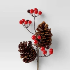 4pc Christmas Pick Set 2 Iced Pinecone 2 Red Berry With Pinecones - Wondershop™ -Wondershop GUEST 1a06ac68 dd01 4157 8dfe 69ce307fe686