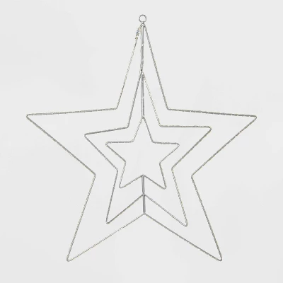 22.5" 287ct LED 3D Silver Star Dewdrop Christmas String Lights Warm White With Silver Wire - Wondershop™ 5 22.5" 287ct LED 3D Silver Star Dewdrop Christmas String Lights Warm White With Silver Wire - Wondershop™ - Image 3