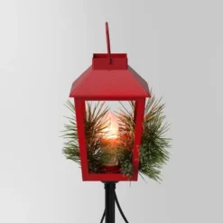 3pc Incandescent Red Metal Lantern With Greenery Christmas Novelty Path Light Clear - Wondershop™: UL Listed, Festive Outdoor Decor -Wondershop GUEST 1eeda0b6 e533 4d14 a391 2b4ac44f3d5e