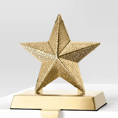 2pk Christmas Lit Metal Perforated Star Stocking Holder Gold - Wondershop™ 6 2pk Christmas Lit Metal Perforated Star Stocking Holder Gold - Wondershop™ - Image 4