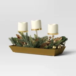 Battery Operated Flameless Pillar Candle And Candle Holder In Gold Tray With Faux Christmas Greenery - Wondershop™ 7 Battery Operated Flameless Pillar Candle And Candle Holder In Gold Tray With Faux Christmas Greenery - Wondershop™ -Wondershop GUEST 2fceadbe de27 4776 b1a6 ec09060a1791