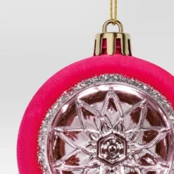Christmas Flocking Ornament With Reflector Hot Pink - Wondershop™ -Wondershop GUEST 31f2378e ee6c 4ae7 9d06 f2486b6eaff9