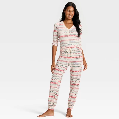 Women's "Let It Snow" Fair Isle Cozy Knit Holiday Matching Family Pajama Pants - Wondershop™ Cream 4 Women's "Let It Snow" Fair Isle Cozy Knit Holiday Matching Family Pajama Pants - Wondershop™ Cream - Image 2