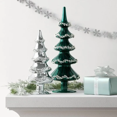 14.75" Christmas Glass Tree Green - Wondershop™ 3 14.75" Christmas Glass Tree Green - Wondershop™