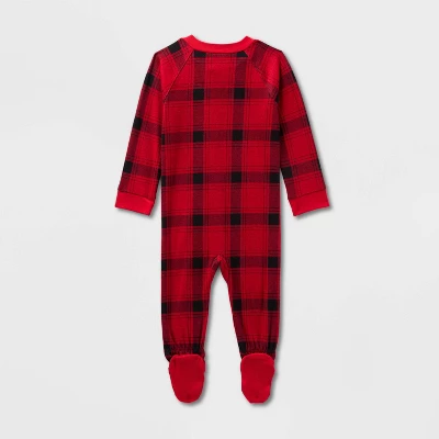 Baby Plaid Ribbed Holiday Matching Family Footed Pajama - Wondershop™ Red/Black 3 Baby Plaid Ribbed Holiday Matching Family Footed Pajama - Wondershop™ Red/Black