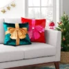 16"x6" Christmas Green Velvet Square Pillow With Teal Bow - Wondershop™ -Wondershop GUEST 4227646e 52b7 4329 a06f 0532e5d7929d