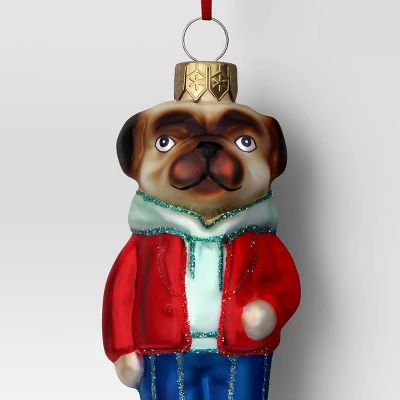 Christmas Glass Pug Dog Ornament - Wondershop™ 4 Christmas Glass Pug Dog Ornament - Wondershop™ - Image 2