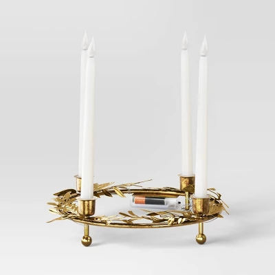 Christmas Lit Plastic Candles Metal Holder - Wondershop™ 4 Christmas Lit Plastic Candles Metal Holder - Wondershop™ - Image 2