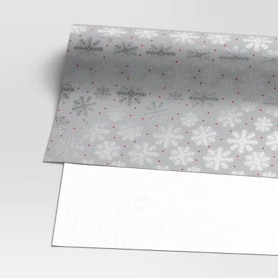 30” 20 Sq Ft Christmas Roll Wrap Silver Snowflake On Grey - Wondershop™ 4 30” 20 Sq Ft Christmas Roll Wrap Silver Snowflake On Grey - Wondershop™ - Image 2