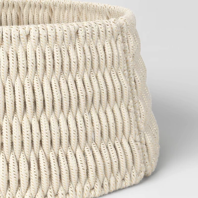 26" Woven Rope With Metallic Accent Christmas Tree Collar White/Gold - Wondershop™ 4 26" Woven Rope With Metallic Accent Christmas Tree Collar White/Gold - Wondershop™ - Image 2