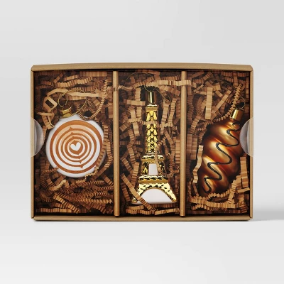 3pc Christmas Gift Ornament Set Glass Paris - Wondershop™ 4 3pc Christmas Gift Ornament Set Glass Paris - Wondershop™ - Image 2