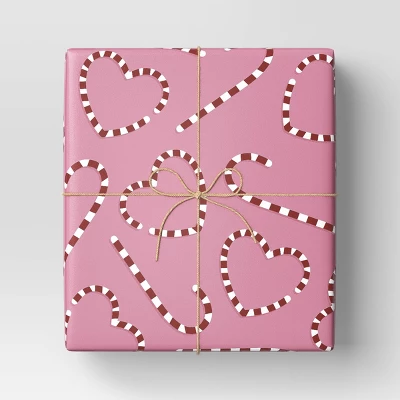 30” 55 Sq Ft Christmas Roll Wrap Red/White Heart/Candy Canes On Pink - Wondershop™ 3 30” 55 Sq Ft Christmas Roll Wrap Red/White Heart/Candy Canes On Pink - Wondershop™