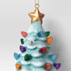 4" Christmas Lit Ceramic Retro Christmas Tree Ornament Blue - Wondershop™ -Wondershop GUEST 5ffdc2e7 86ce 419e b8b8 2ca08c337466