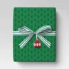 18' Christmas Fabric Ribbon Grosgrain White/Green Stripes - Wondershop™