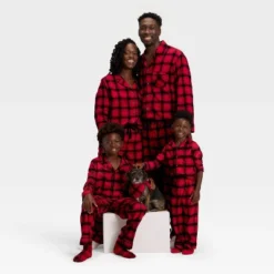 Kids' Plaid Long Sleeve Shirt And Pants Holiday Matching Family Pajama Set - Wondershop™ Red/Black -Wondershop GUEST 65681f04 b1ff 4eae 861d 21709c8e84b8 3