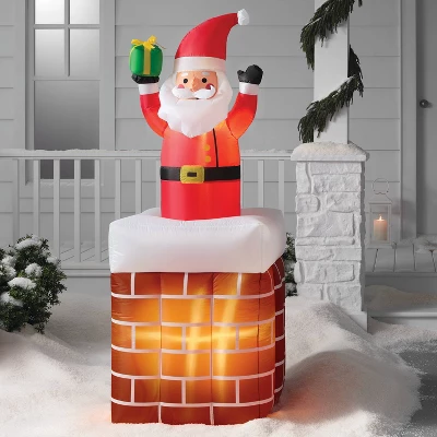6' LED Animated Santa In Chimney Christmas Inflatable Decoration Red - Wondershop™: Festive Yard Display, Easy Setup 3 6' LED Animated Santa In Chimney Christmas Inflatable Decoration Red - Wondershop™: Festive Yard Display, Easy Setup