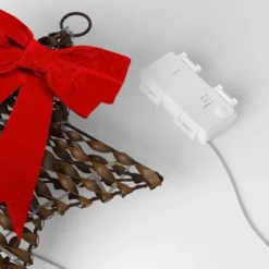 30ct Battery Operated Christmas Hanging Twisted Faux Rattan Star With Red Velvet Bow - Warm White Lights - Wondershop™ -Wondershop GUEST 6ab43f64 a325 4d29 b3c7 108e287e4eee