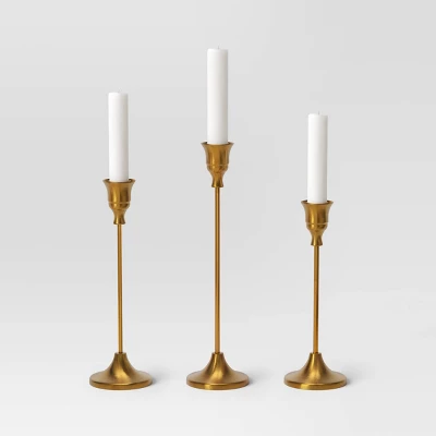 3pc Taper Metal Christmas Candle Holder Set Gold - Wondershop™ 4 3pc Taper Metal Christmas Candle Holder Set Gold - Wondershop™ - Image 2