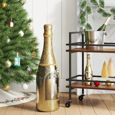 12" Christmas Mirror Champagne Bottle Gold Decor - Wondershop™ 3 12" Christmas Mirror Champagne Bottle Gold Decor - Wondershop™