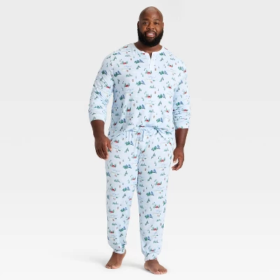 Men's "Tis The Ski-son!" Cozy Knit Holiday Matching Family Pajama Pants - Wondershop™ Blue 4 Men's "Tis The Ski-son!" Cozy Knit Holiday Matching Family Pajama Pants - Wondershop™ Blue - Image 2