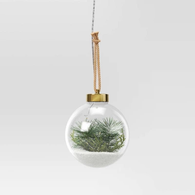 Battery Operated LED Globe With Faux Greenery Christmas Novelty Sculpture Light Warm White - Wondershop™ 4 Battery Operated LED Globe With Faux Greenery Christmas Novelty Sculpture Light Warm White - Wondershop™ - Image 2