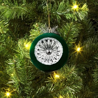 Christmas Flocking Ornament With Reflector Dark Green - Wondershop™ 3 Christmas Flocking Ornament With Reflector Dark Green - Wondershop™