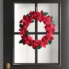 18" Fabric Poinsettia Flower Decorative Christmas Wreath Red/Green - Wondershop™ -Wondershop GUEST 7c253764 02ff 413f 9289 03e73748876f
