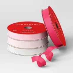 4 Pk Christmas Satin Ribbon Gift Packaging Accessories Pink/White - Wondershop™ 5 4 Pk Christmas Satin Ribbon Gift Packaging Accessories Pink/White - Wondershop™ -Wondershop GUEST 7cda40c7 6161 4d4d b993 a8bbb8ff6f37