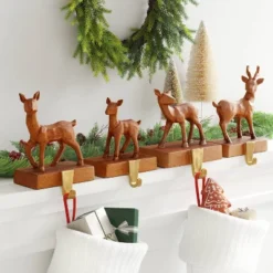 4pk Christmas Natural Carved Looking Deer - Wondershop™