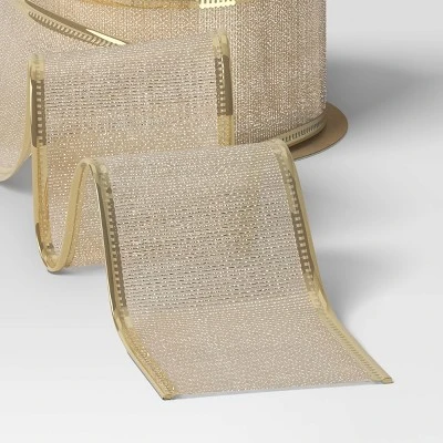 75' Christmas Fabric Ribbon Champagne Sheer - Wondershop™ 4 75' Christmas Fabric Ribbon Champagne Sheer - Wondershop™ - Image 2