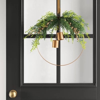Christmas Hoop Wreath With Gold Bells - Wondershop™ 3 Christmas Hoop Wreath With Gold Bells - Wondershop™
