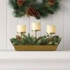 Battery Operated Flameless Pillar Candle And Candle Holder In Gold Tray With Faux Christmas Greenery - Wondershop™ -Wondershop GUEST a7e92b35 a91c 4be2 8e7f 31b95e222298