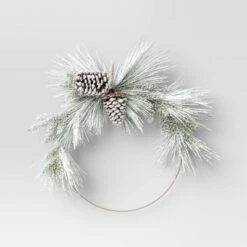 22" Pre-lit Flocked Mixed Pine With Glittered Pinecones Gold Hoop Artificial Christmas Wreath Warm White Lights - Wondershop™ -Wondershop GUEST ac2ba340 9955 430b b003 856e440300a7