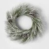 28" Pre-lit Battery Operated LED Flocked Long Needle Artificial Christmas Wreath Warm White Lights - Wondershop™ -Wondershop GUEST ae25e478 490f 40d3 9ba4 37686150ffc3