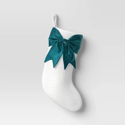 21" White Stocking With 3D Bow Decor - Wondershop™ 7 21" White Stocking With 3D Bow Decor - Wondershop™ - Image 5
