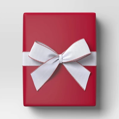 30' Christmas Fabric Ribbon White With Red Edge - Wondershop™ 3 30' Christmas Fabric Ribbon White With Red Edge - Wondershop™