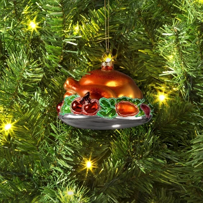 Christmas Glass Turkey Platter Ornament - Wondershop™ 3 Christmas Glass Turkey Platter Ornament - Wondershop™